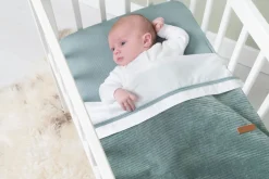 Baby's Only Wieglaken Gebreide Bies Nordic Blue/Wit