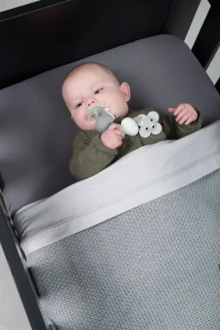Baby's Only Wieglaken Gebreide Bies Zilvergrijs/Wit