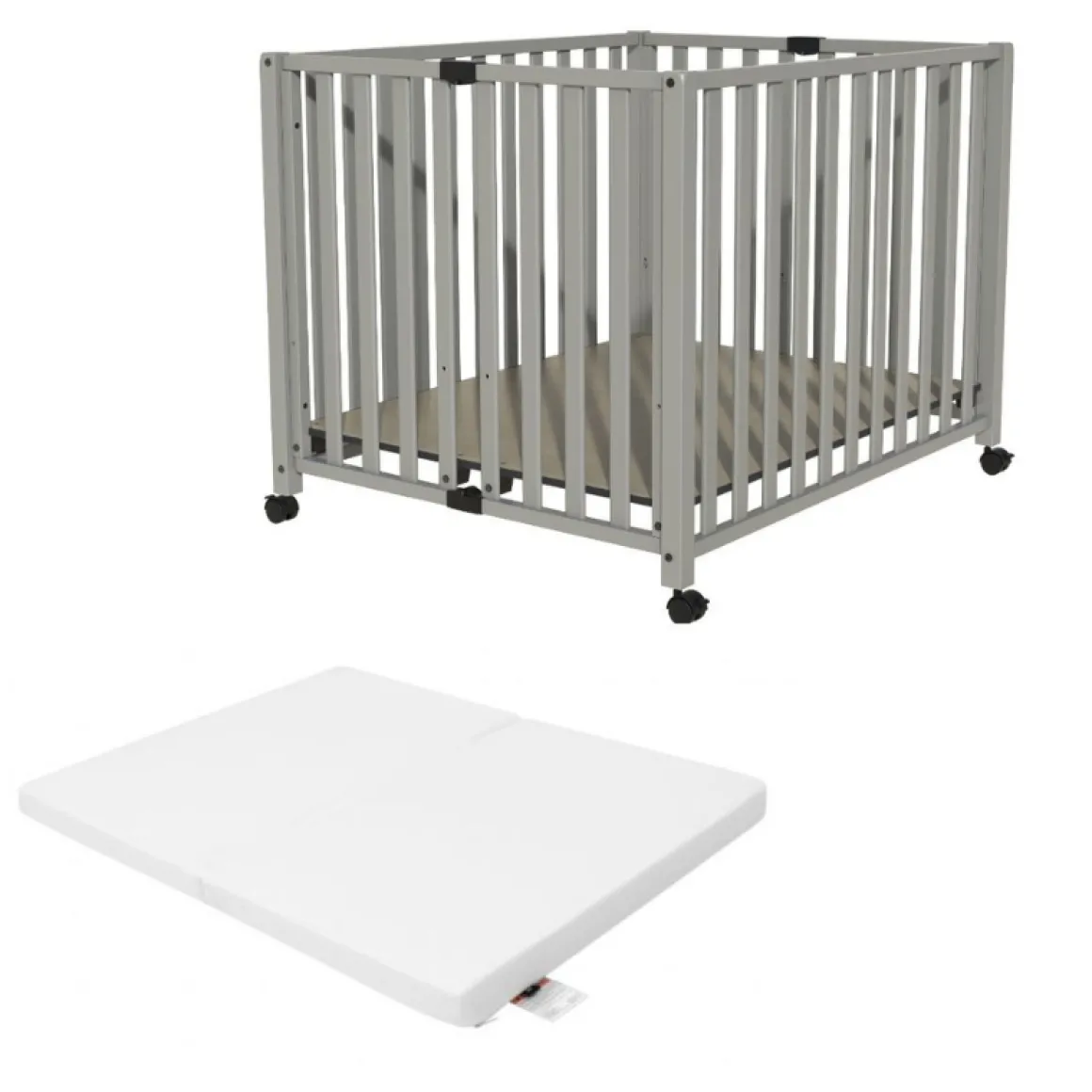 Bebies First Baby Box Met Wieltjes Sarah Clay 76 x 95 cm Met Matras