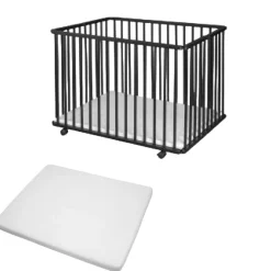 Bebies First Opvouwbare Baby Box Liam Zwart Met Matras