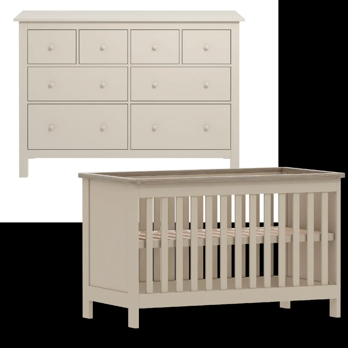 Born Lucky Babykamer Clay 2 Delig Baby Bed Geneve + Commode Bretagne