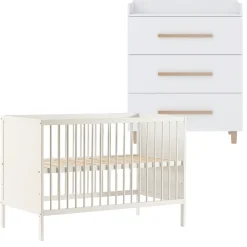 Born Lucky Babykamer Wit 2 Delig Baby Bed Lola + Commode Stockholm