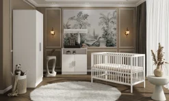 Born Lucky Babykamer Wit 3 Delig Baby Bed Joep + Commode Texas + Kledingkast Texas