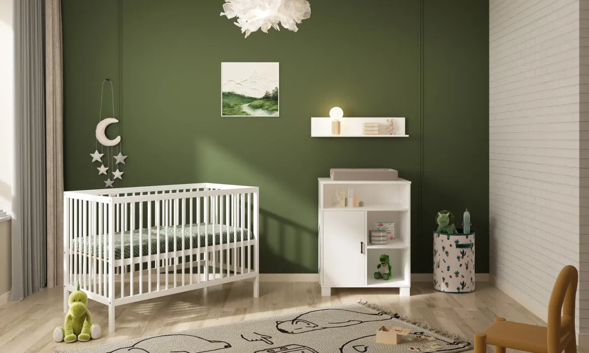 Born Lucky Babykamer Wit 2 Delig Baby Bed Joep + Commode Mila