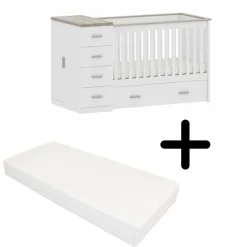 Born Lucky Combi Ledikant Memphis Wit Grijs Met Matras