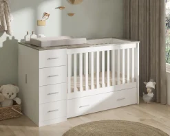 Born Lucky Combi Ledikant Memphis Wit Grijs Met Matras