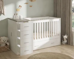 Born Lucky Combi Ledikant Memphis Wit Grijs Met Matras