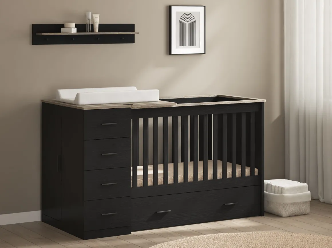 Born Lucky Combi Ledikant Memphis Zwart Eiken