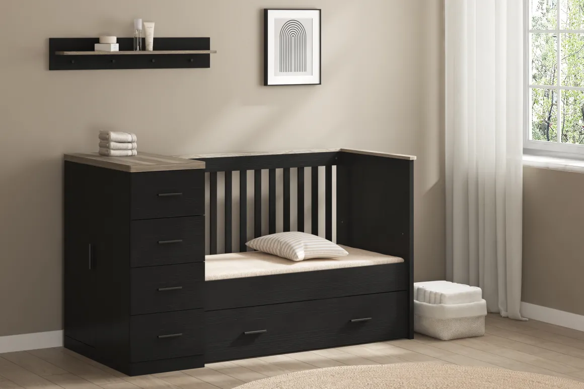 Born Lucky Combi Ledikant Memphis Zwart Eiken