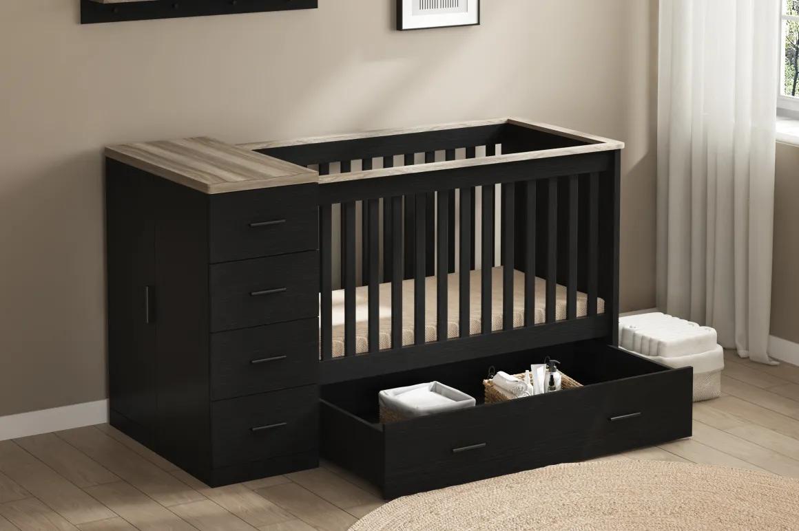 Born Lucky Combi Ledikant Memphis Zwart Eiken