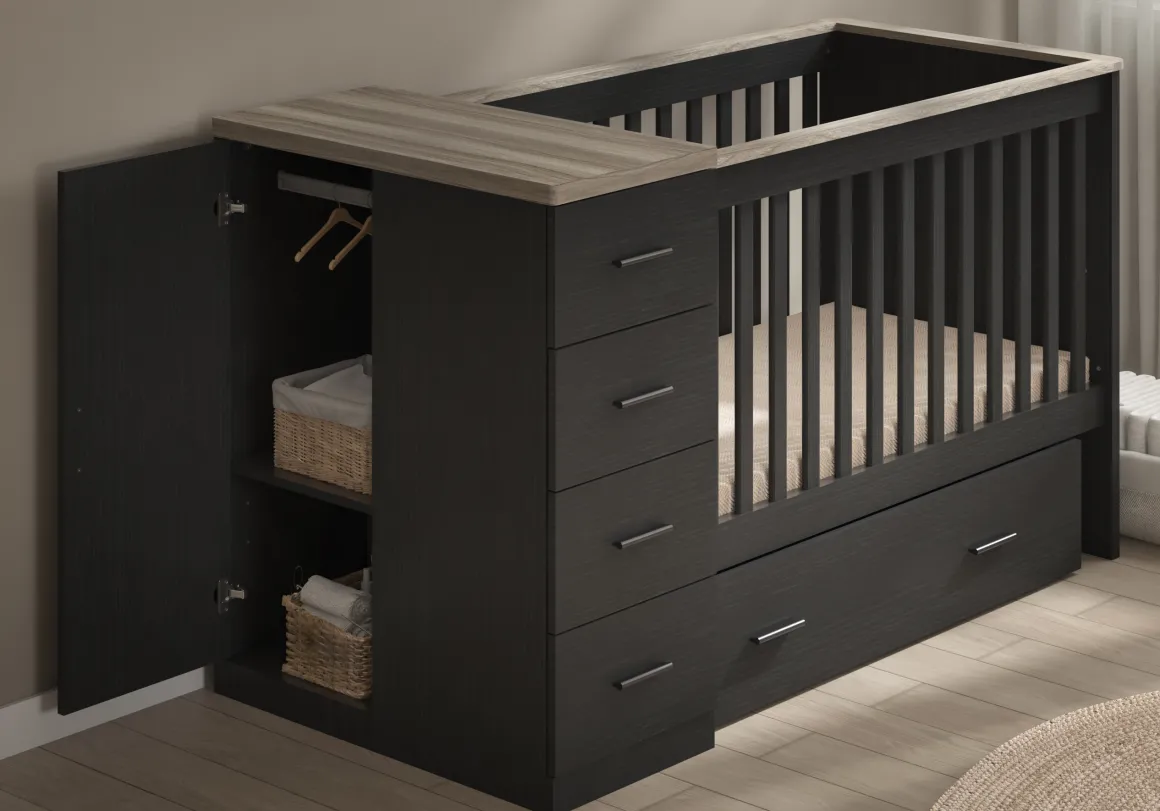 Born Lucky Combi Ledikant Memphis Zwart Eiken