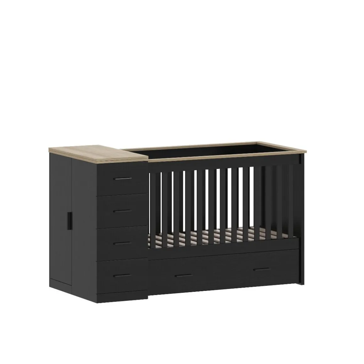 Born Lucky Combi Ledikant Memphis Zwart Eiken