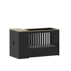 Born Lucky Combi Ledikant Memphis Zwart Eiken Met Matras