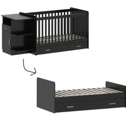 Born Lucky Meegroei Ledikant Met Lade Sydney Zwart 70 x 140 cm