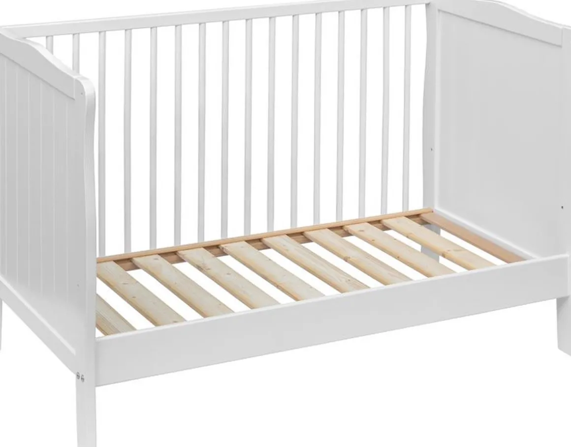 Born Lucky Meegroei Ledikant Met Veiligheidsrekje 70 x 140 cm Wit + Born Lucky Junior Matras 70 x 140 cm