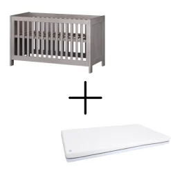 Born Lucky Meegroei Ledikant Nevada Grijs 70 x 140 cm + Born Lucky Junior Matras 70 x 140 cm