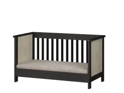 Born Lucky Meegroei Ledikant Oxford Zwart Eiken 70 x 140 cm + Born Lucky Junior Matras 70 x 140 cm