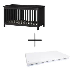 Born Lucky Meegroei Ledikant Tucson Zwart 70 x 140 cm + Born Lucky Junior Matras 70 x 140 cm