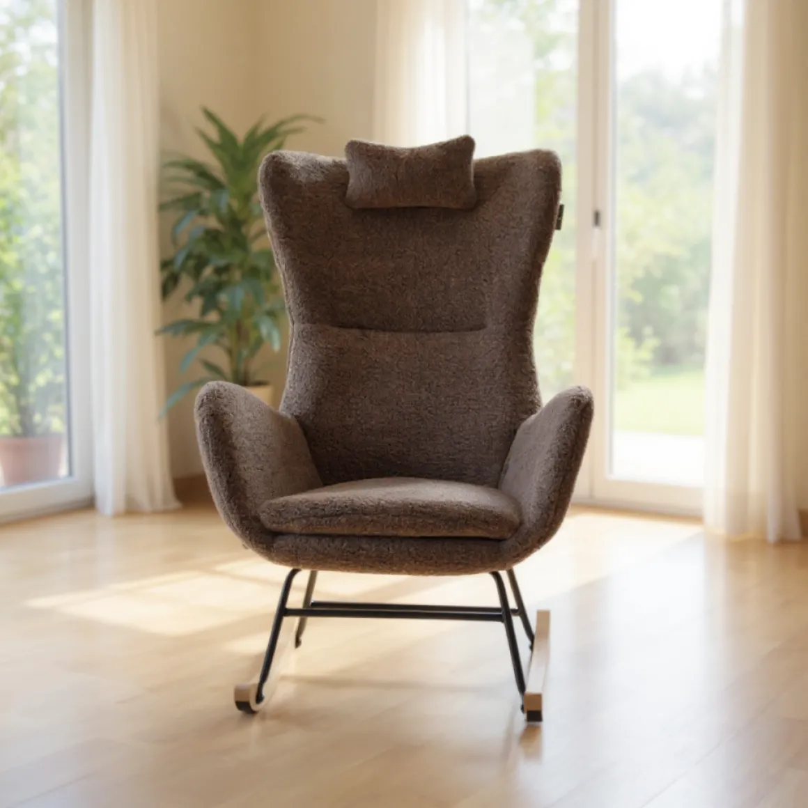 Born Lucky Schommelstoel Teddy Stof Bruin