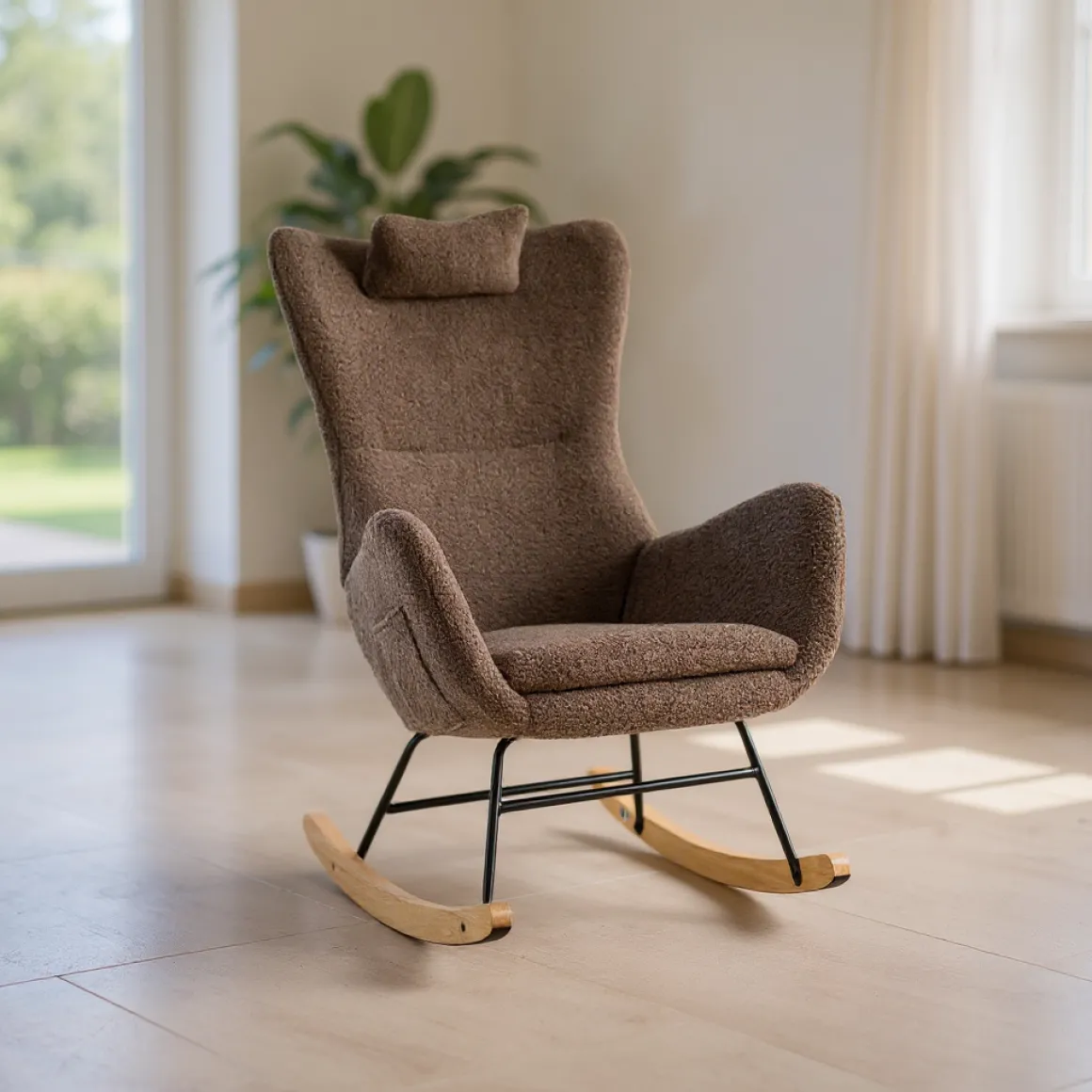 Born Lucky Schommelstoel Teddy Stof Bruin