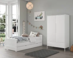 Born Lucky Tienerkamer Noel Wit 2 Delig Met Bed Met Lade Met Santiago Kledingkast