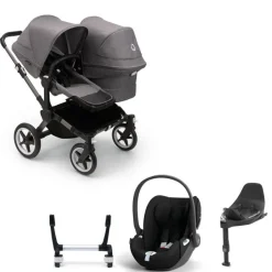 Bugaboo Donkey 5 Duo Kinderwagen 3 In 1 Graphite Grey Melange Met Cybex Cloud T Groep 0 Autostoel + Isofix Base