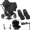 Bugaboo Donkey 5 Duo Kinderwagen 3 In 1 Black Midnight Black + Isofix Base + Voetenzak