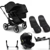 Bugaboo Donkey 5 Duo Kinderwagen 3 In 1 Graphite Midnight Black + Isofix Base + Voetenzak