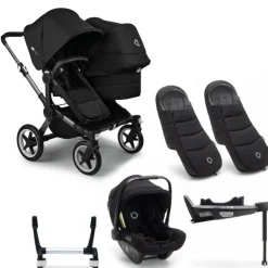 Bugaboo Donkey 5 Duo Kinderwagen 3 In 1 Graphite Midnight Black + Isofix Base + Voetenzak