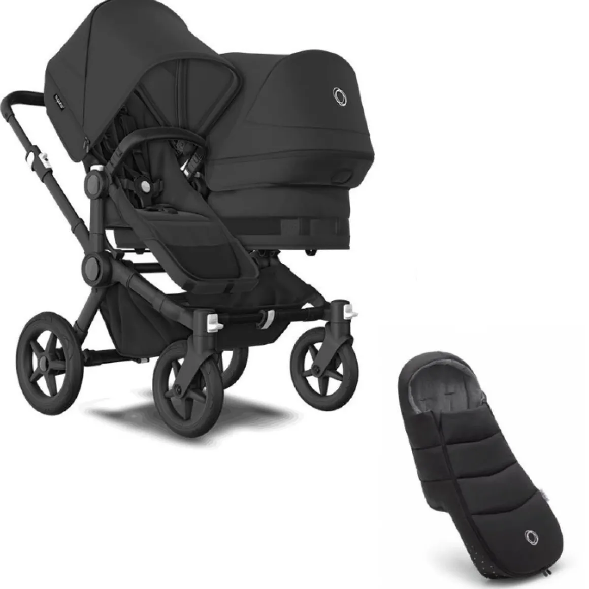 Bugaboo Donkey 5 Duo Kinderwagen 2 In 1 Black Midnight Black + Voetenzak