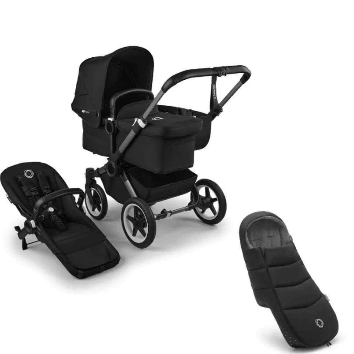 Bugaboo Donkey 5 Mono Kinderwagen 2 In 1 Graphite Midnight Black + Voetenzak