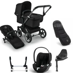 Bugaboo Donkey 5 Mono Kinderwagen 3 In 1 Graphite Midnight Black Met Cybex Cloud T Groep 0 Autostoel + Isofix Base + Voetenzak