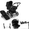 Bugaboo Donkey 5 Mono Kinderwagen 3 In 1 Graphite Midnight Black + Isofix Base