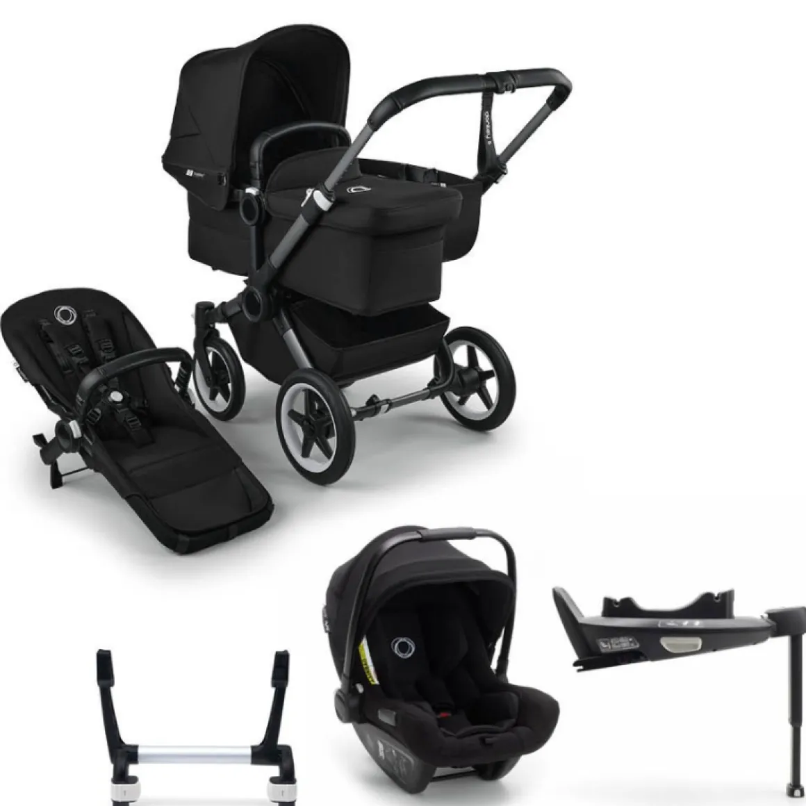 Bugaboo Donkey 5 Mono Kinderwagen 3 In 1 Graphite Midnight Black + Isofix Base
