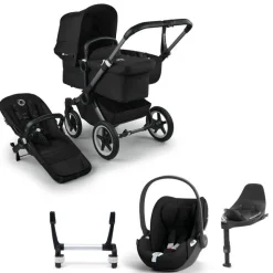 Bugaboo Donkey 5 Mono Kinderwagen 3 In 1 Graphite Midnight Black Met Cybex Cloud T Groep 0 Autostoel + Isofix Base