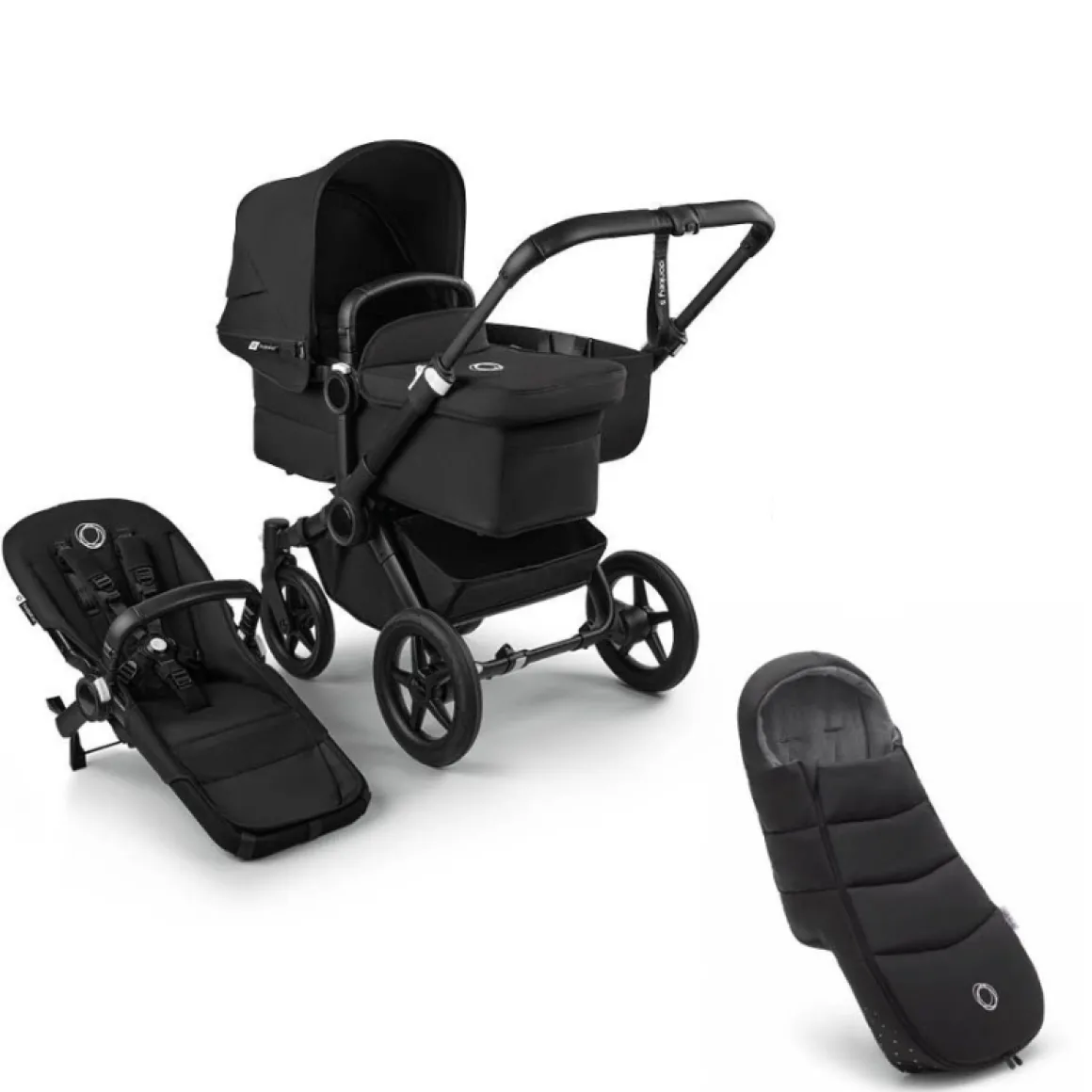 Bugaboo Donkey 5 Mono Kinderwagen 2 In 1 Black Midnight Black + Voetenzak