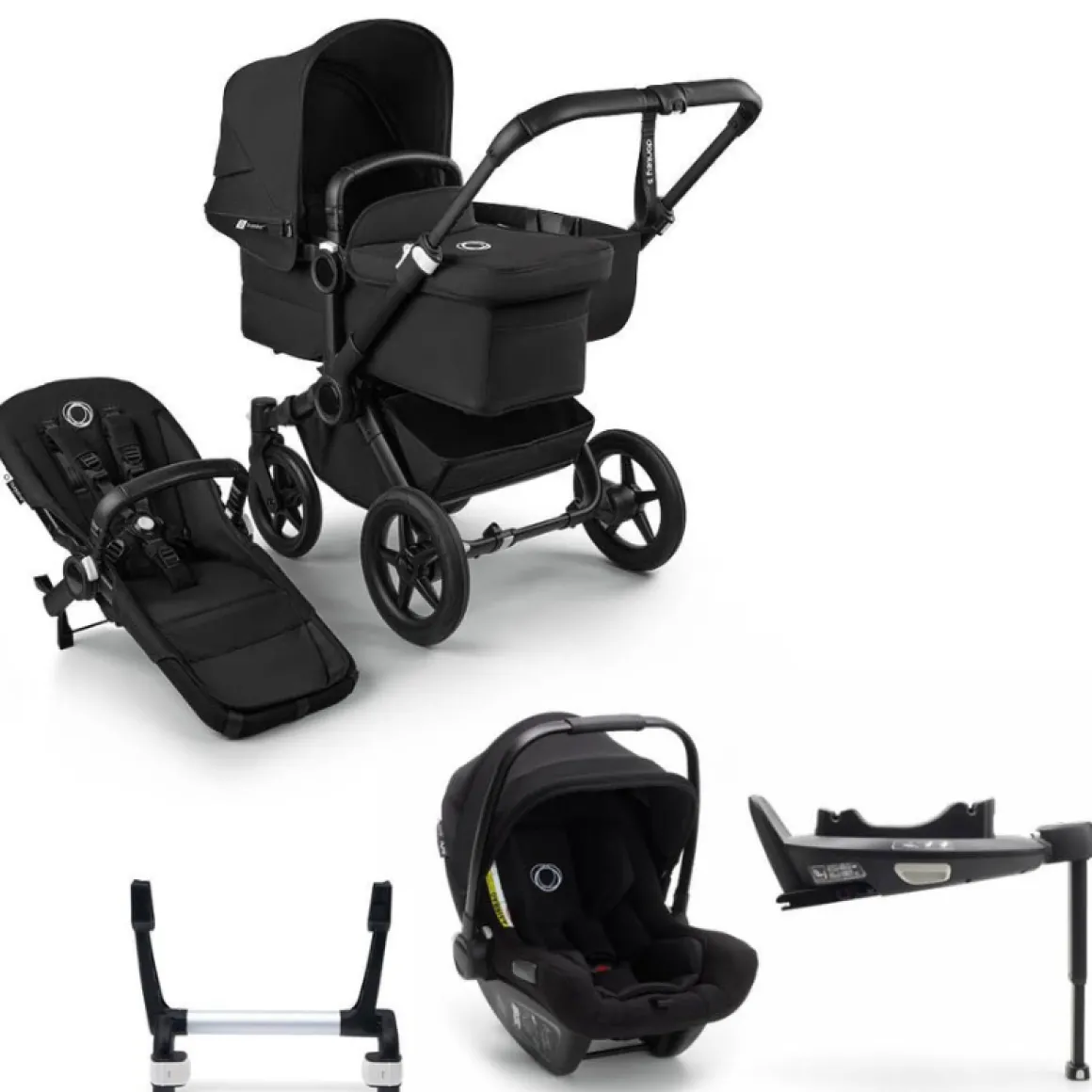 Bugaboo Donkey 5 Mono Kinderwagen 3 In 1 Black Midnight Black + Isofix Base