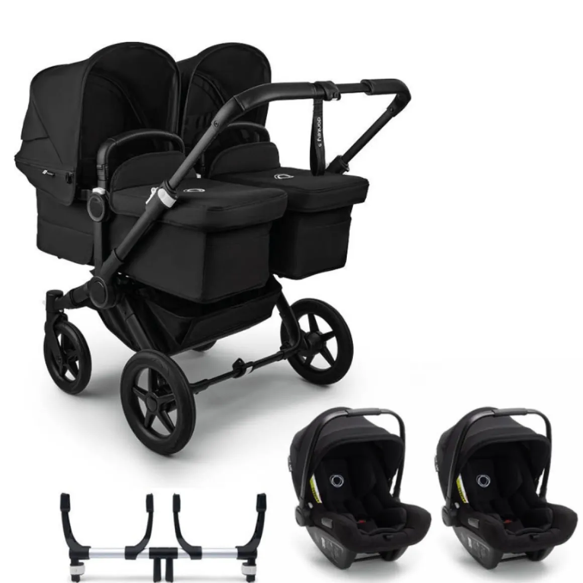 Bugaboo Donkey 5 Tweeling Kinderwagen 3 In 1 Black Midnight Black