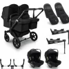 Bugaboo Donkey 5 Tweeling Kinderwagen 3 In 1 Black Midnight Black + Isofix Base + Voetenzak