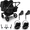 Bugaboo Donkey 5 Tweeling Kinderwagen 3 In 1 Black Midnight Black Met Twee Cybex Cloud T Groep 0 Autostoelen + Isofix Base