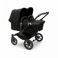 Bugaboo Donkey 5 Tweeling Kinderwagen 3 In 1 Black Midnight Black Met Twee Cybex Cloud T Groep 0 Autostoelen + Isofix Base