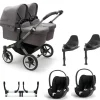 Bugaboo Donkey 5 Tweeling Kinderwagen 3 In 1 Graphite Grey Melange Met Twee Cybex Cloud T Groep 0 Autostoelen + Isofix Base