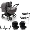 Bugaboo Donkey 5 Tweeling Kinderwagen 3 In 1 Graphite Grey Melange + Isofix Base