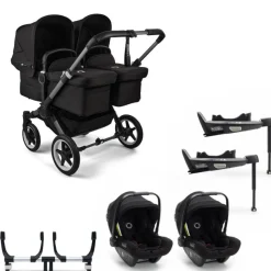 Bugaboo Donkey 5 Tweeling Kinderwagen 3 In 1 Graphite Midnight Black + Isofix Base