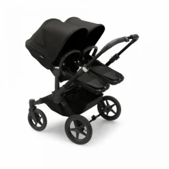 Bugaboo Donkey 5 Tweeling Kinderwagen 3 In 1 Black Midnight Black Met Twee Cybex Cloud T Groep 0 Autostoelen + Isofix Base + Voetenzak