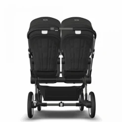 Bugaboo Donkey 5 Tweeling Kinderwagen 3 In 1 Black Midnight Black Met Twee Cybex Cloud T Groep 0 Autostoelen + Isofix Base + Voetenzak