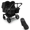 Bugaboo Donkey 5 Tweeling Kinderwagen 2 In 1 Black Midnight Black + Voetenzak