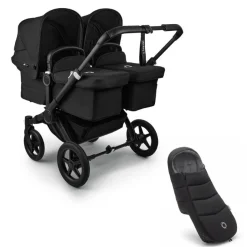 Bugaboo Donkey 5 Tweeling Kinderwagen 2 In 1 Black Midnight Black + Voetenzak