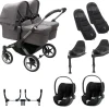 Bugaboo Donkey 5 Tweeling Kinderwagen 3 In 1 Graphite Grey Melange Met Twee Cybex Cloud T Groep 0 Autostoelen + Isofix Base + Voetenzak