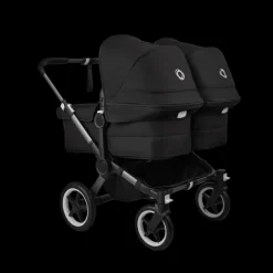 Bugaboo Donkey 5 Tweeling Kinderwagen 3 In 1 Graphite Midnight Black Met Twee Cybex Cloud T Groep 0 Autostoelen + Isofix Base + Voetenzak